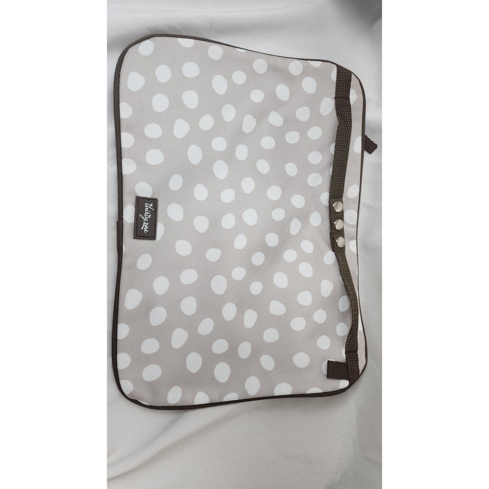 Thirty-One Gifts Thermal Zipper Pouch Taupe White Polka Dot Snap Handle Bag